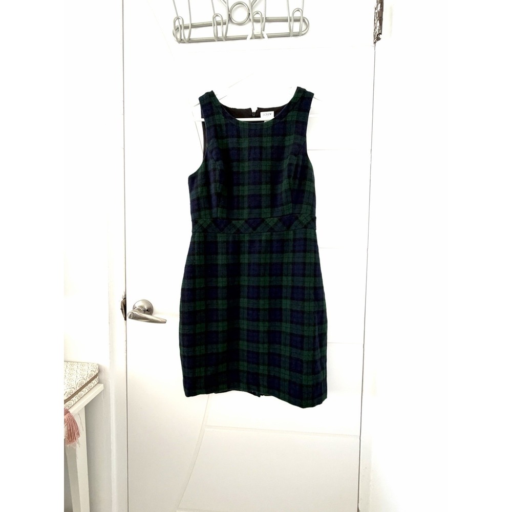 J. Crew Classic Wool-blend Suit Dress in Black Watch plaid Blue Green Size 6
